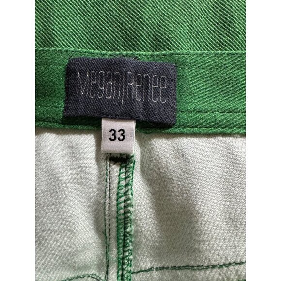 Megan Renee Womens Kelly Green Denim Casual Mini Skirt Size L Pockets Zip - Picture 3 of 9